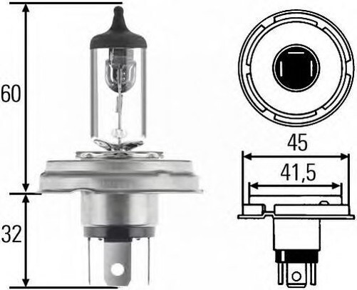 Lampadina H4 60/55 W P 45T 8GJ004173-121 Da hella - Singola