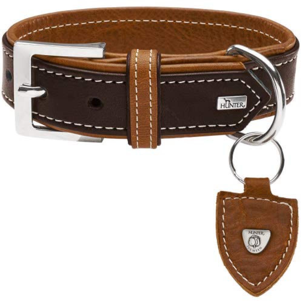 (TG. XS) HUNTER Collare Tara Numero 45 Juchten Cuoio, Marrone Scuro/Cognac - NUO