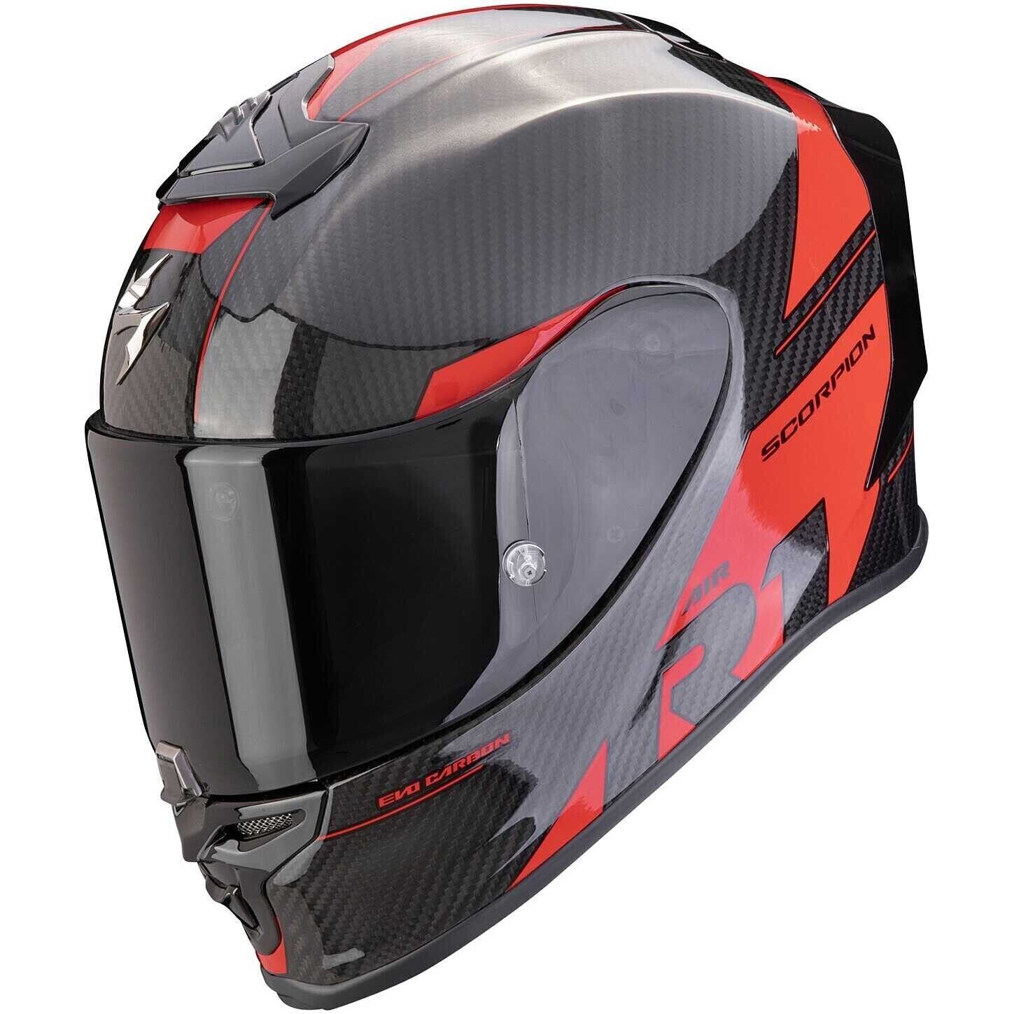 CASCO CARBONIO MOTO 2206 SCORPION EXO R1 EVO CARBON AIR RALLY ROSSO TG L