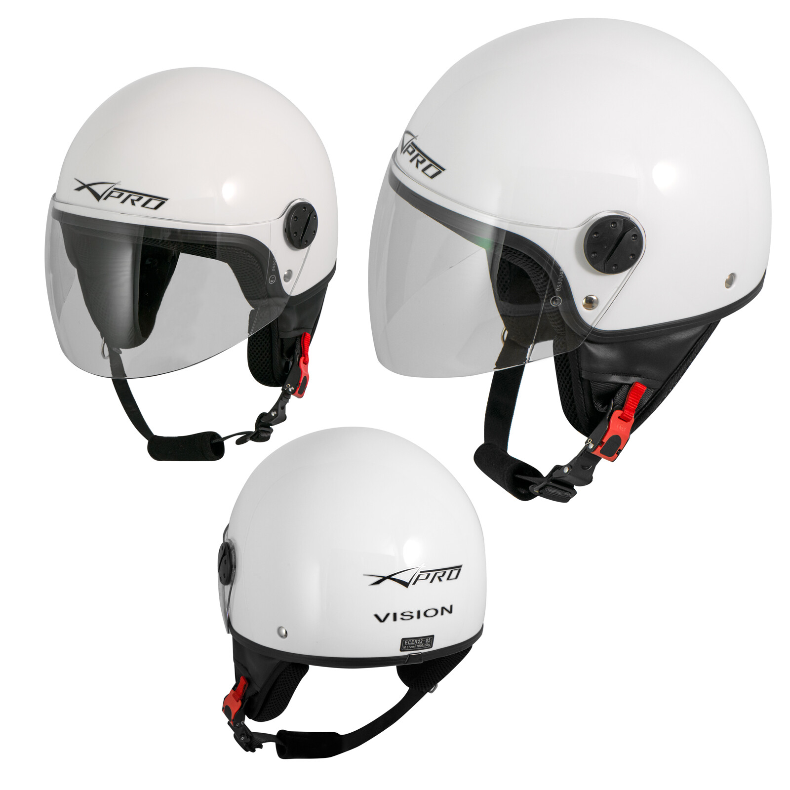 Open Face Jet Helmet Moped Motorbike Scooter Antiscratch Visor White M