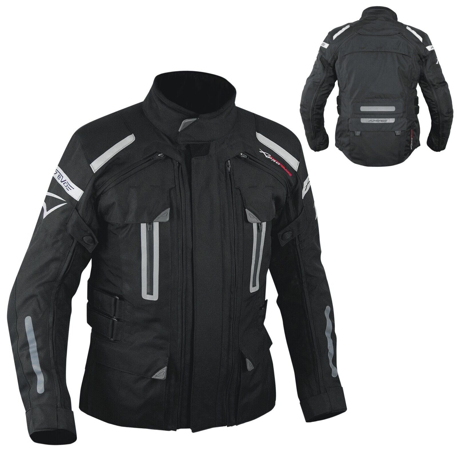 Waterproof Motorcycle Motorbike Textile Touring Jacket 4 layers Vents Black 3XL