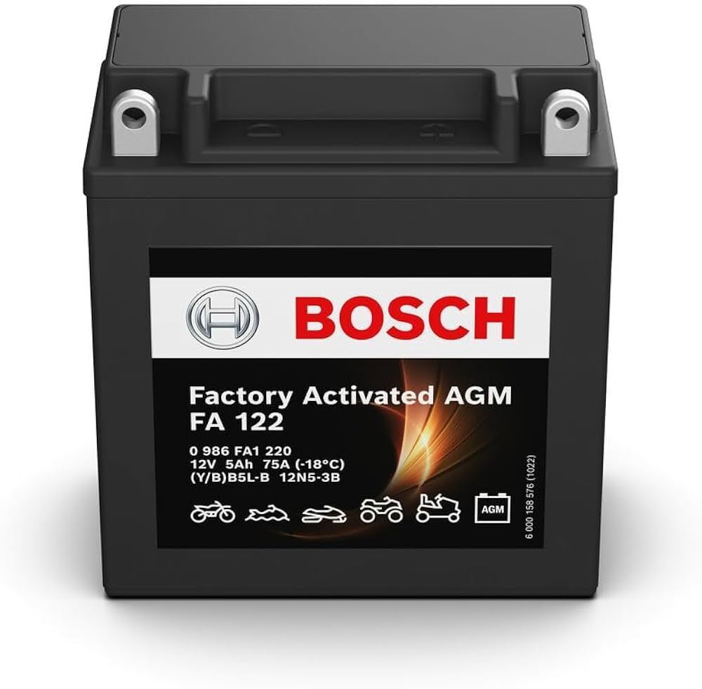Batteria 12v 5ah 75a FA122 AGM pronta all'uso BOSCH yb5l yb5-lb 0986FA1220