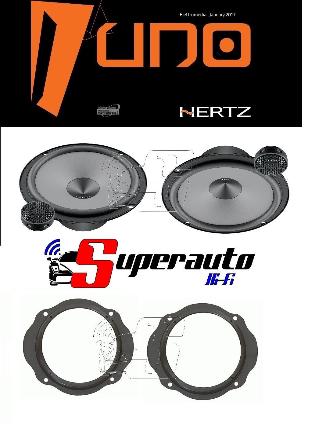 Hertz LINEA UNO K165 Kit Altoparlanti 2 vie 165 mm + supporti casse FORD Kuga