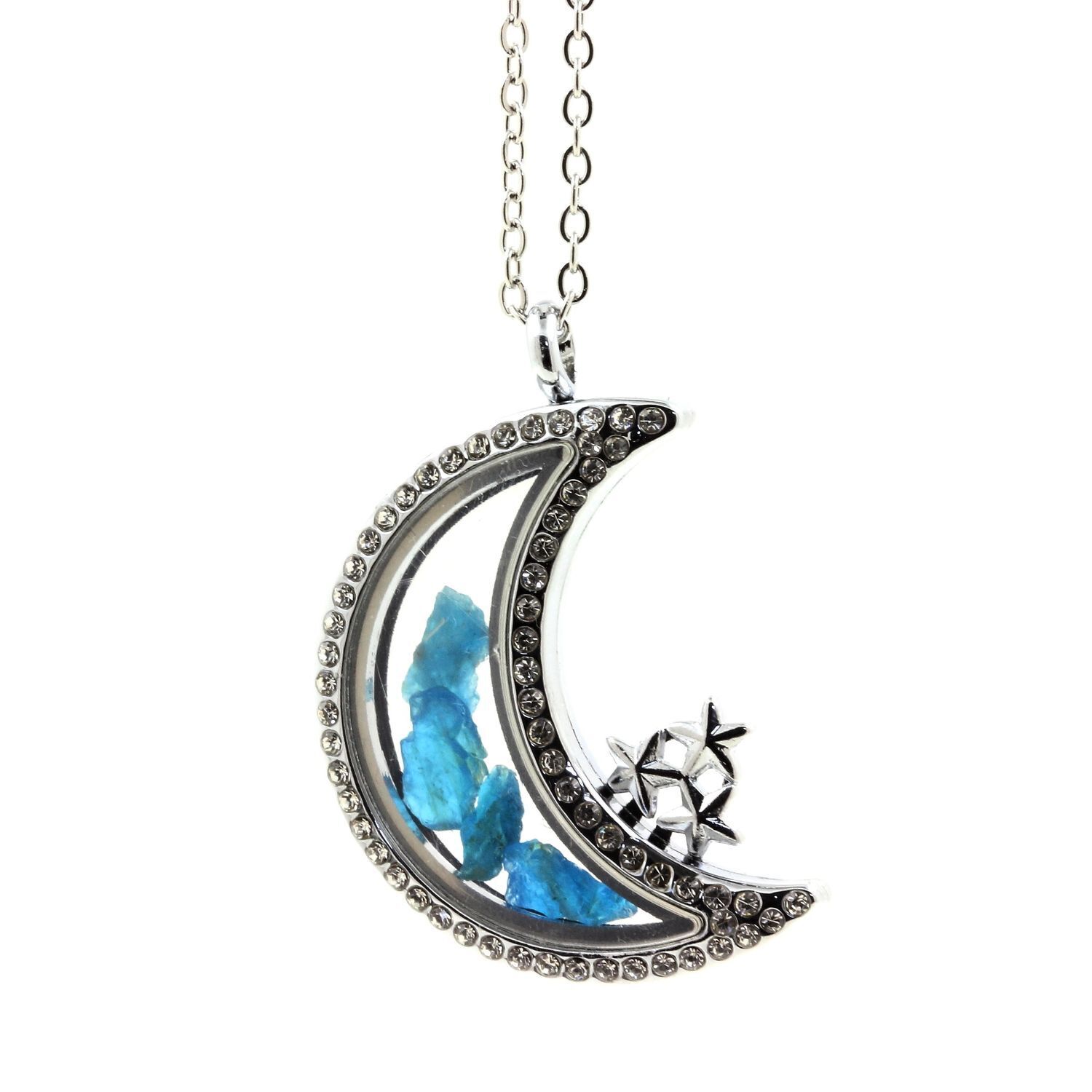 Collana Apatite Blu Neon Brut. Modello Lune