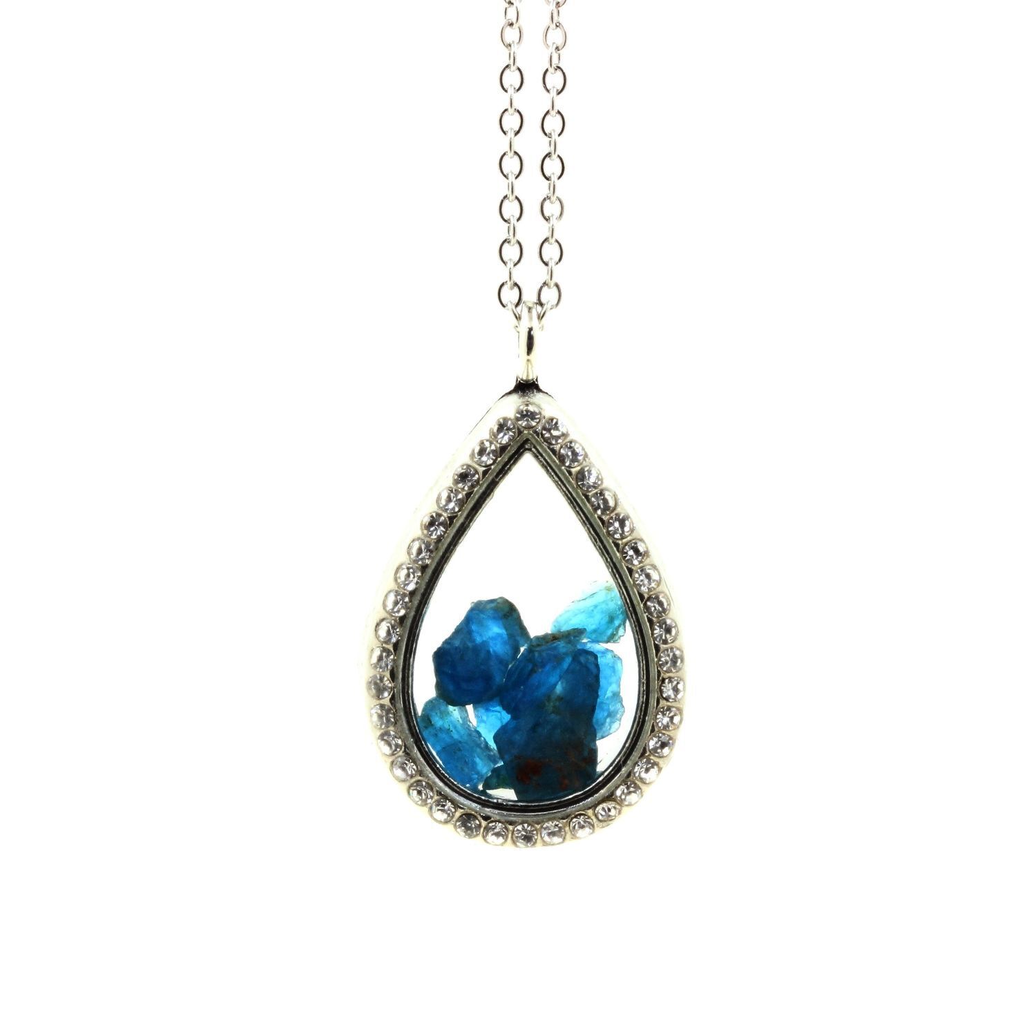 Collana Apatite Blu Neon Brut. Modello Goccia