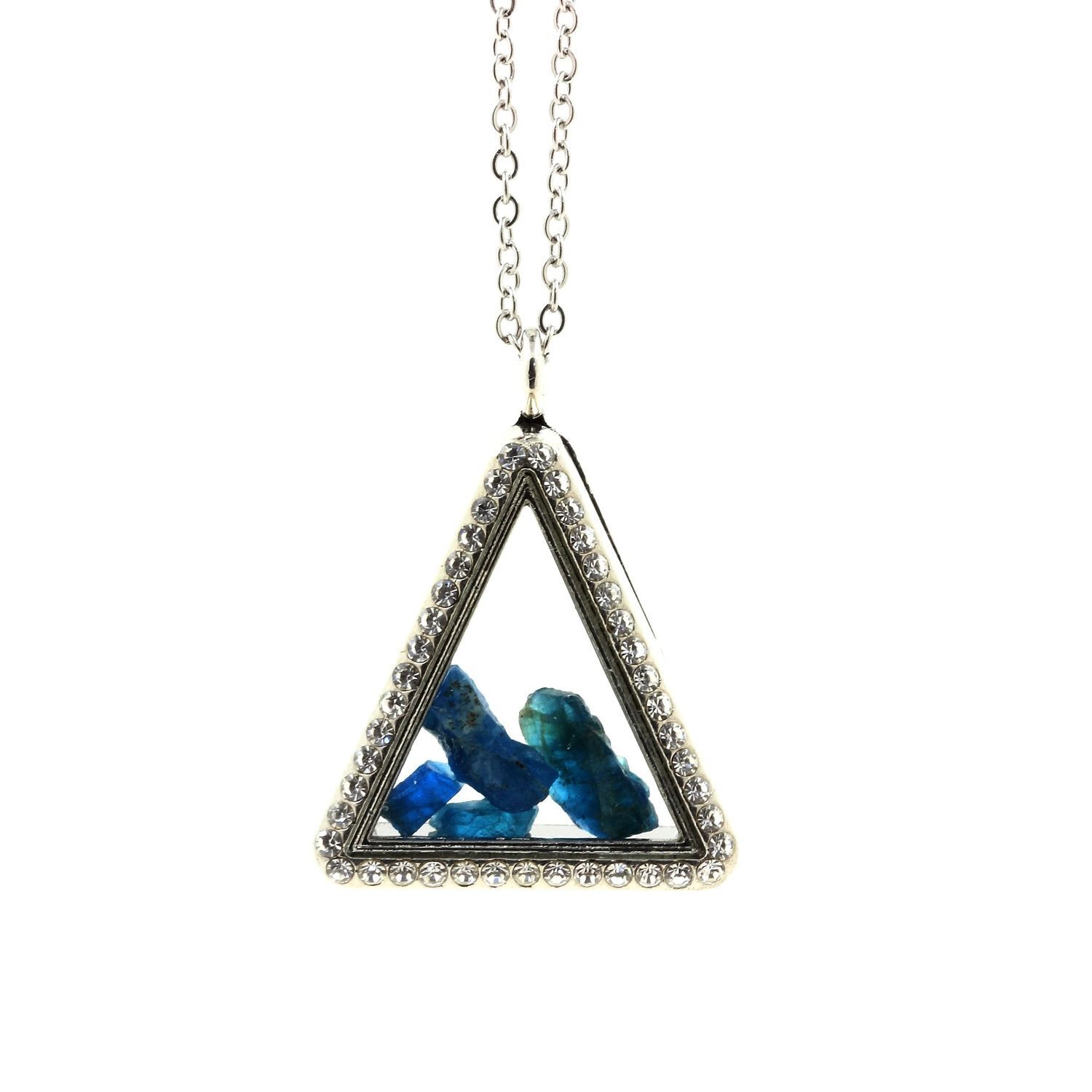 Collana Apatite Blu Neon Brut. Modello Triangolo