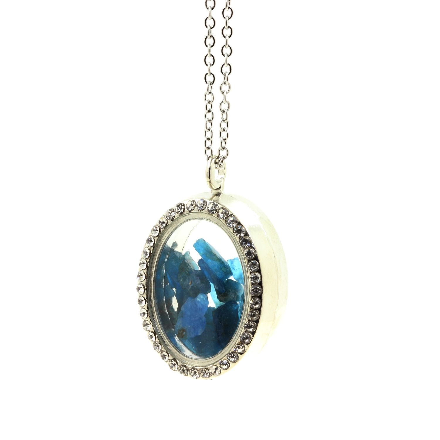 Collana Apatite Blu Neon Brut. Modello Ovale