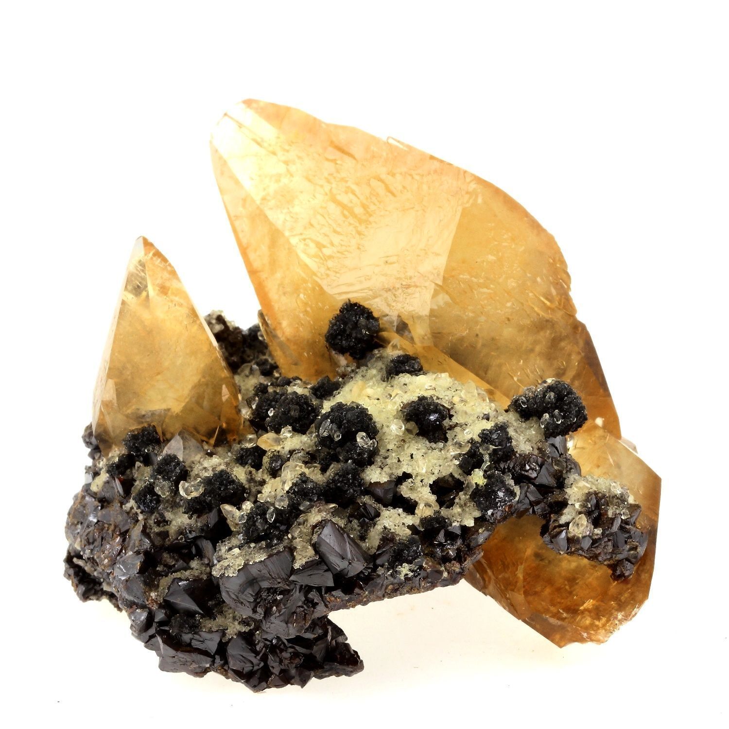 Calcite + Sphalerite. 1840.0 Ct. Elmwood Mine, Cartagine, Tennessee, USA