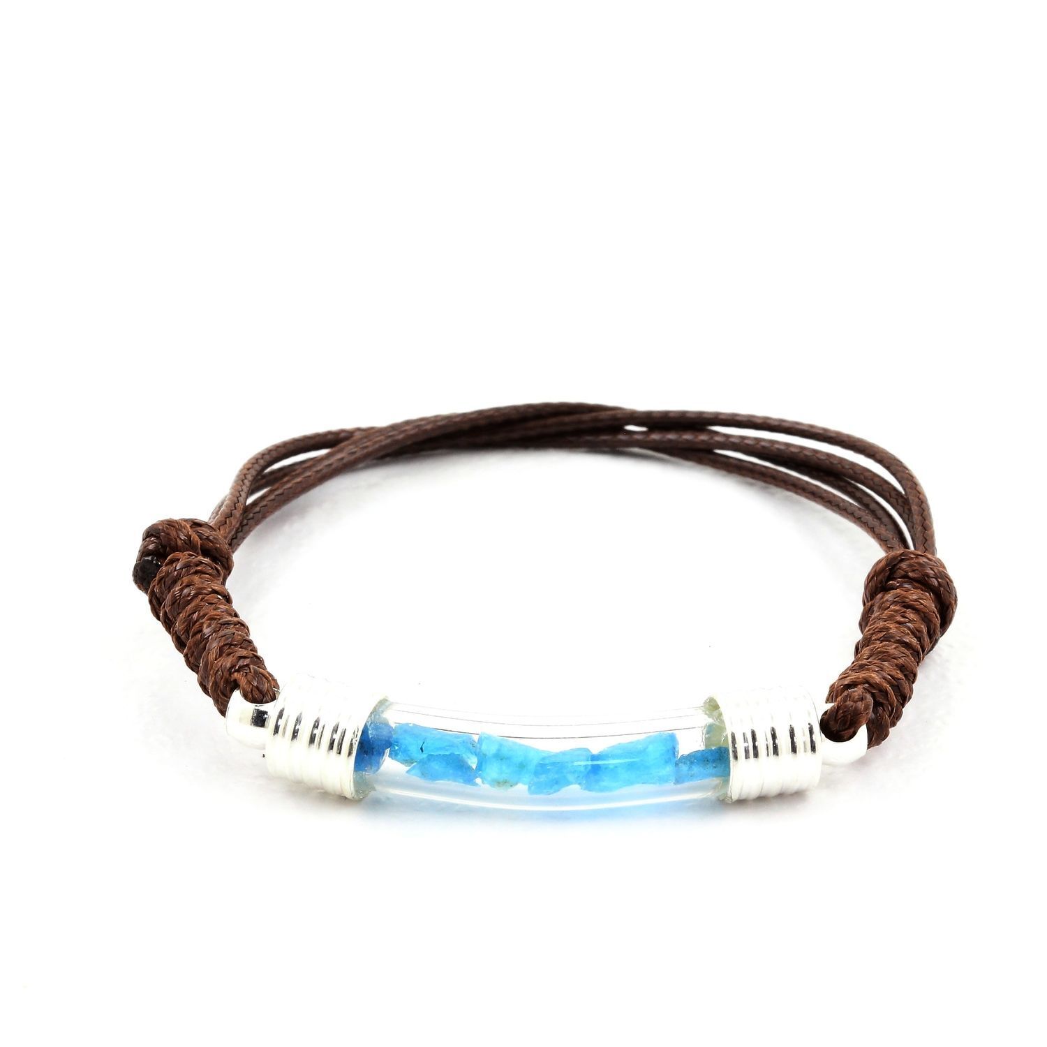 Braccialetto Apatite Blu Neon Brut. Colore Marrone