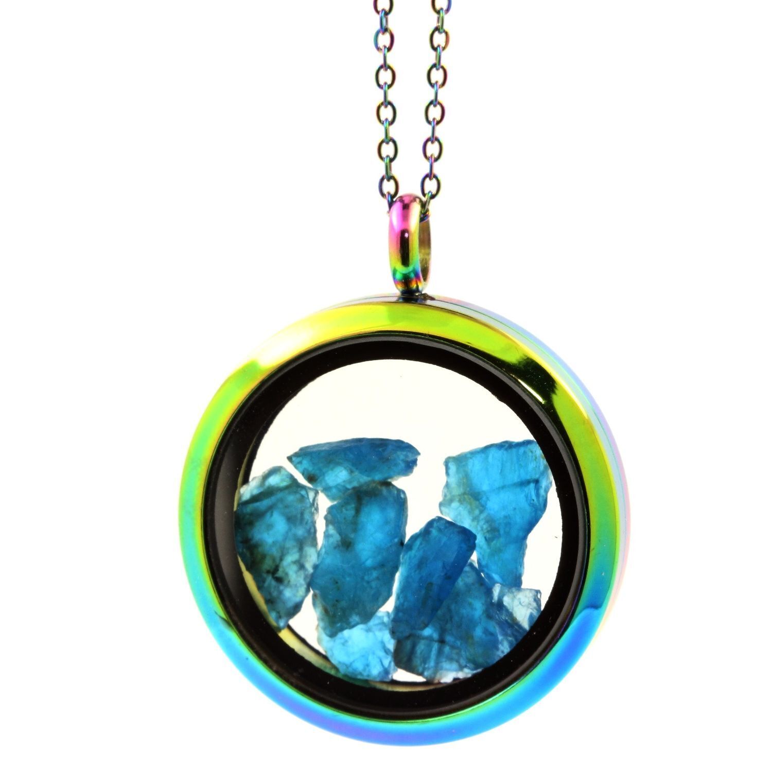 Collana Apatite Blu Neon Brut. Modello Multicolore