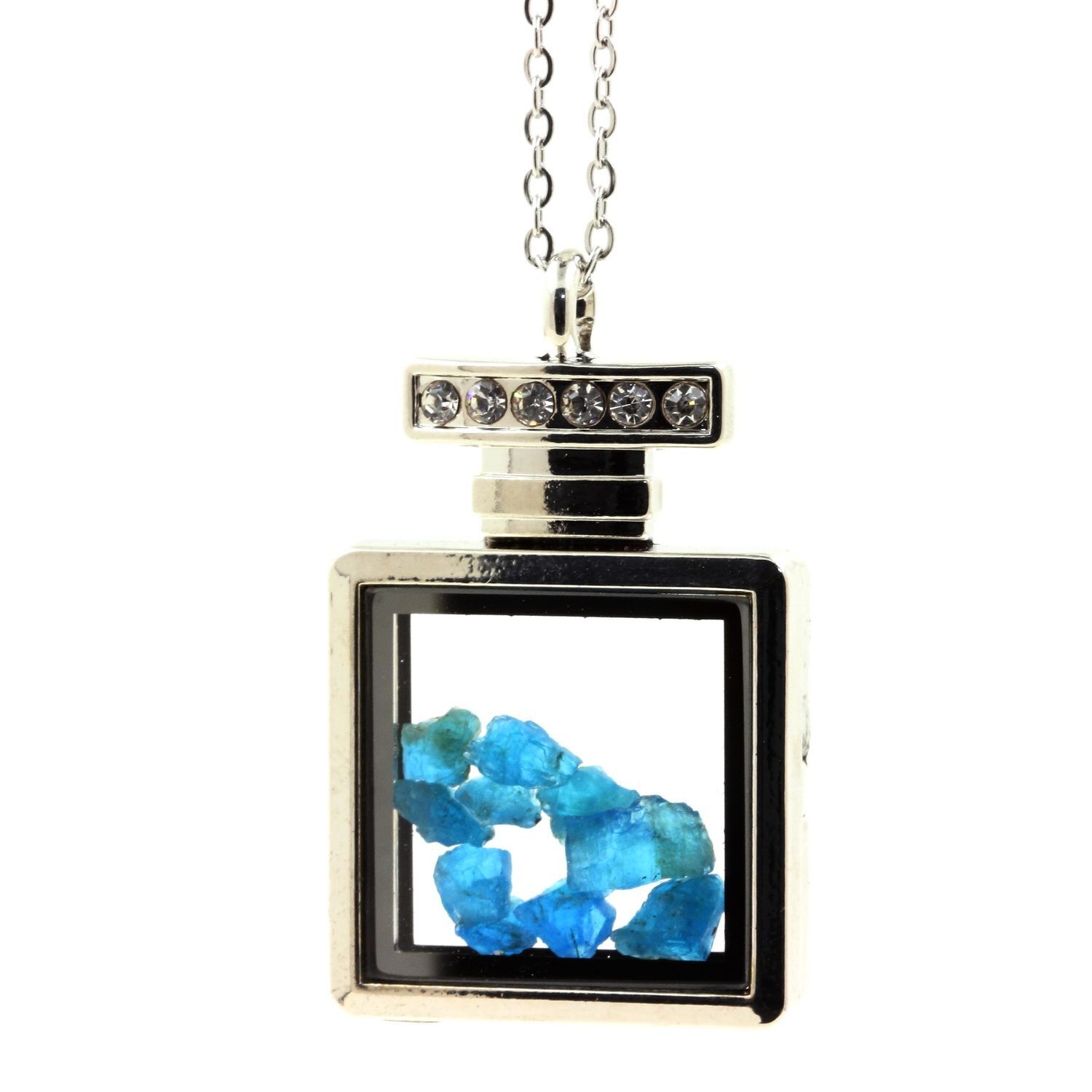 Collana Apatite Blu Neon Brut. Modello Flacone
