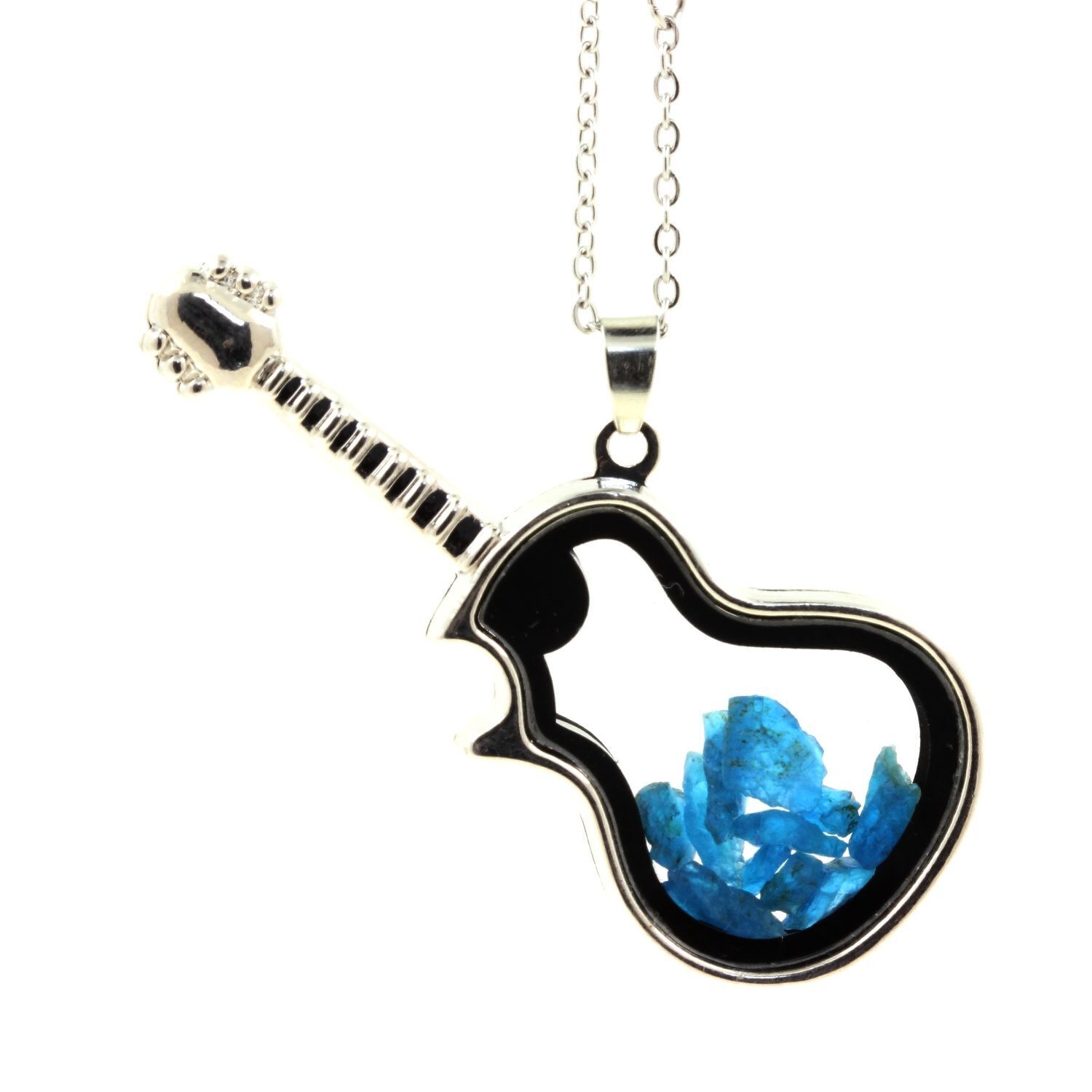 Collana Apatite Blu Neon Brut. Modello Chitarra