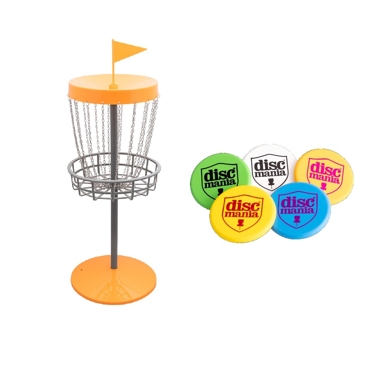 Set Mini Disc Golf Completo con Cestello Cesta e 5 Dischi Frisbee Trasportabile