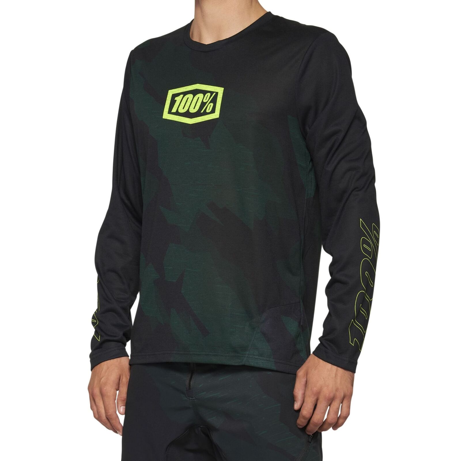 100% MTB WEAR Airmatic Le Long Sleeve Jersey Black Camo-L Maglietta, Grigio, L-X