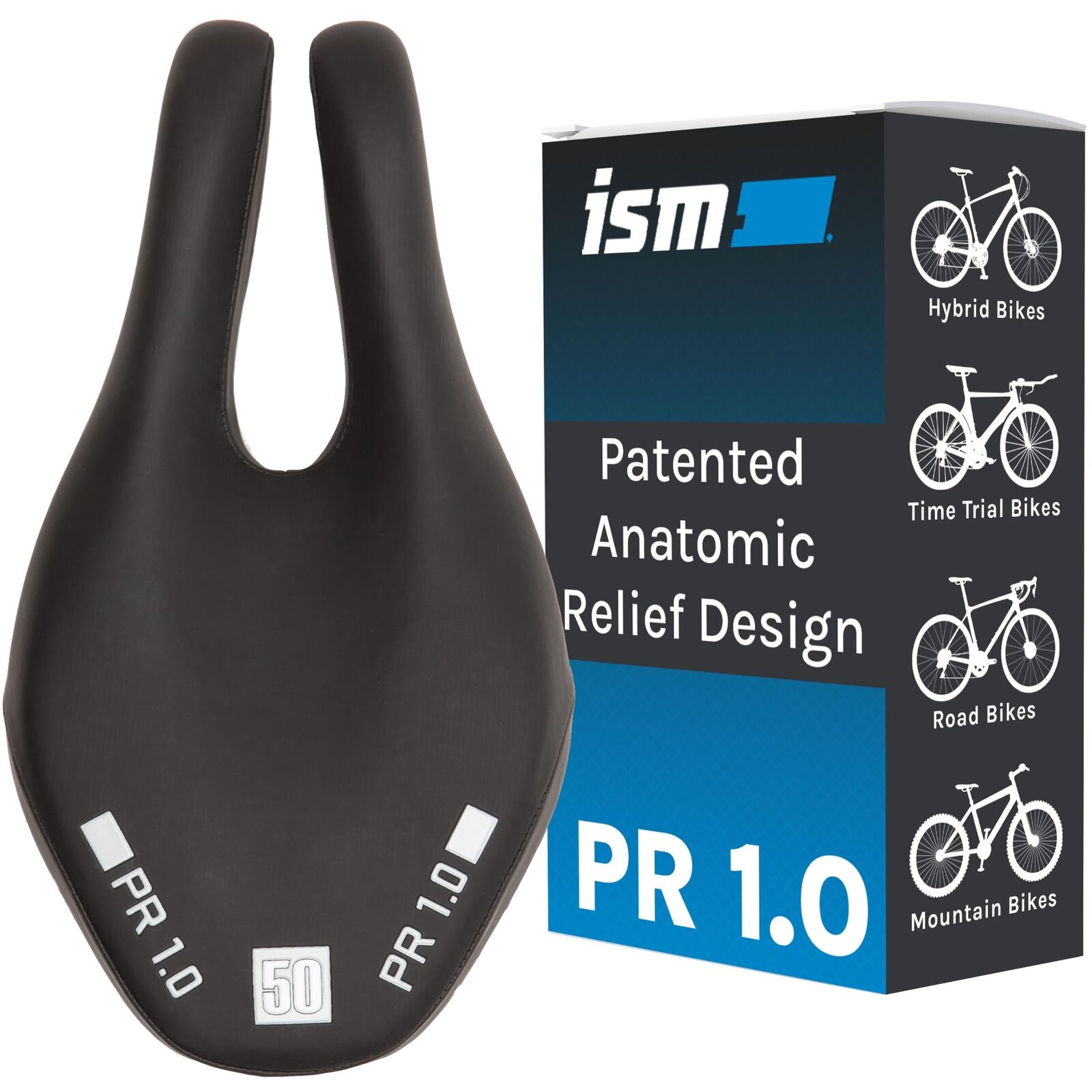 ISM PR Series Noseless Bicycle Seat - Anatomic Relief Bicycle Saddle for Hybrid