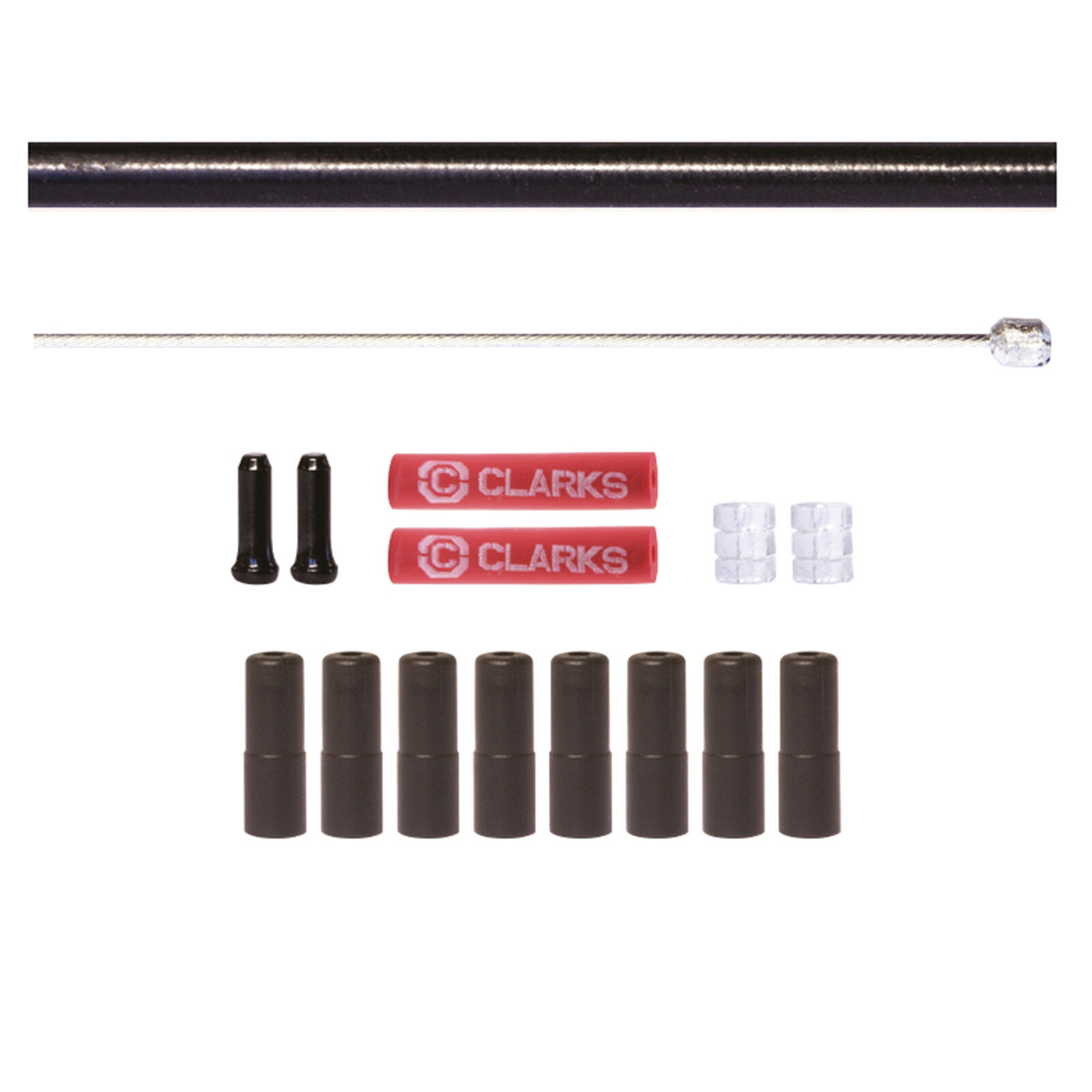 Clarks Universal S/S Front & Rear Gear Cable Kit W/Sp4 Black Outer Casing