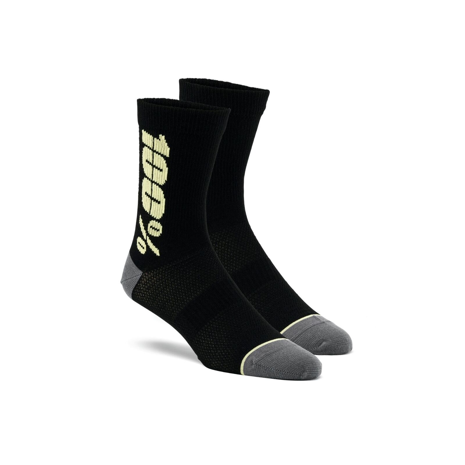 100% Rythym - Calzini in lana merino, colore: nero/ L Merino Black/Yellow