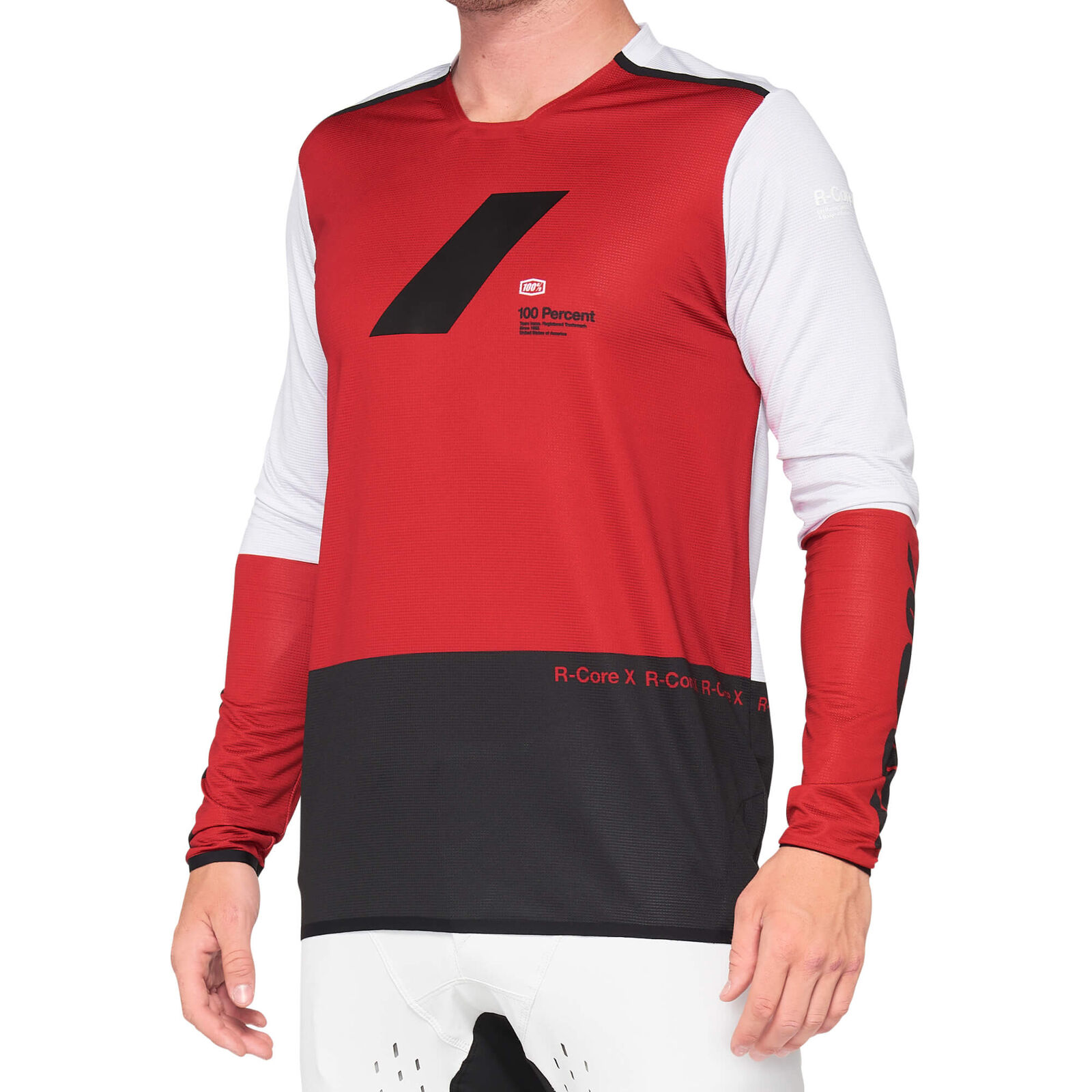 100% MTB WEAR R-Core X Jersey Maglia Unisex - Adulto XL Cherry/Nero (Multicolore