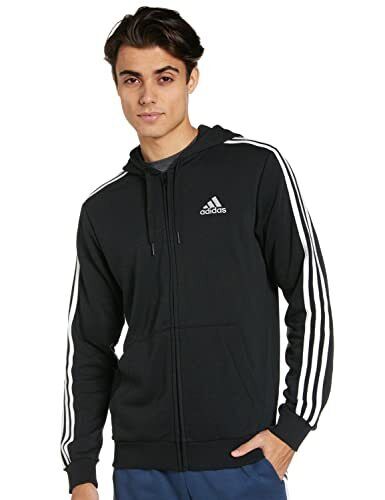 Adidas M 3S Ft Fz Hd, Giacca Sportiva Menù, Black/White, Xs