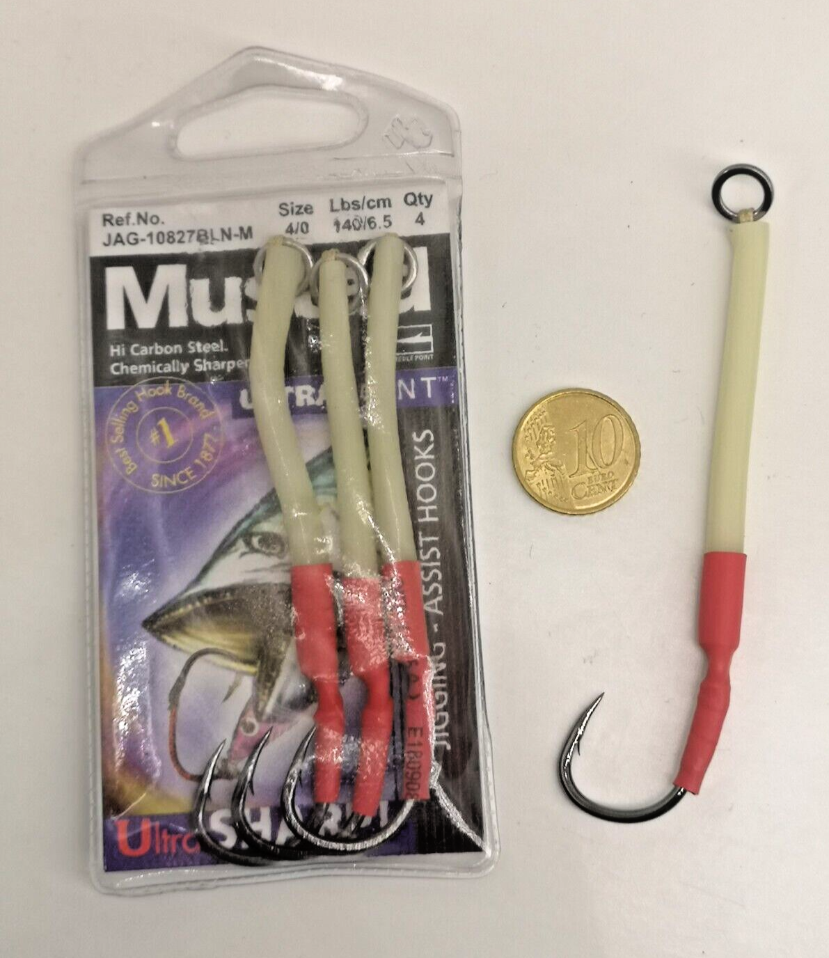 MUSTAD JIGGING ASSIST HOOKS JAG-10827BLN-M Size 4/0 Pezzi 4 L153