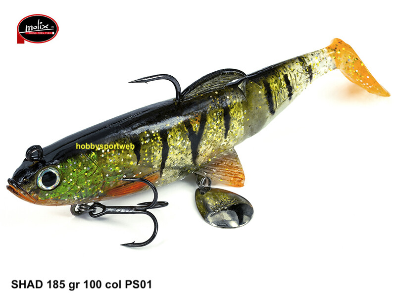 MOLIX SHAD 185 COLORE PS01 PERCH 100 GR SWIM BAIT  7,5'' SPINNING LUCCIO 18,5 CM