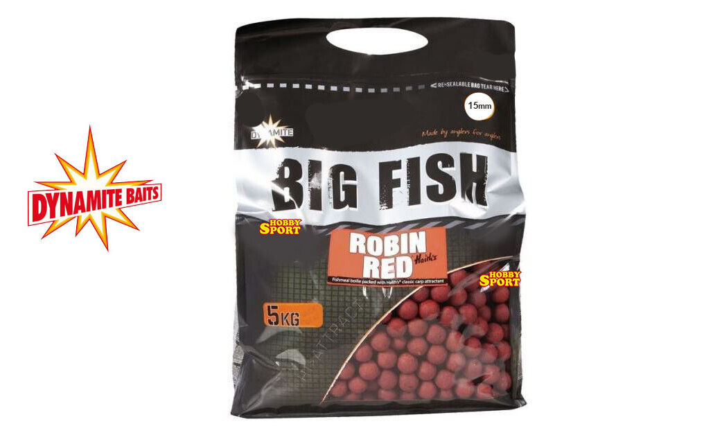 DYNAMITE BAITS BIG FISH BOILIES 5 KG 15 mm ROBIN RED CARPFISHING DY1539