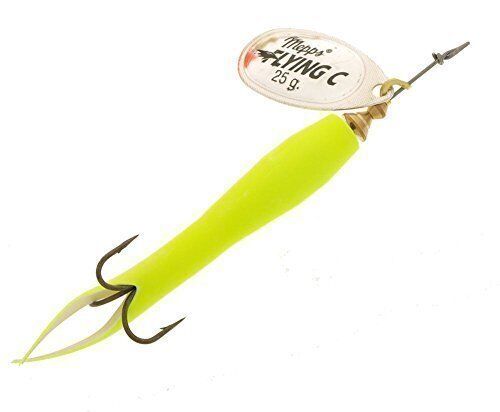 Mepps Mepps Aglia Flying C Silver Flouro Yellow 15g