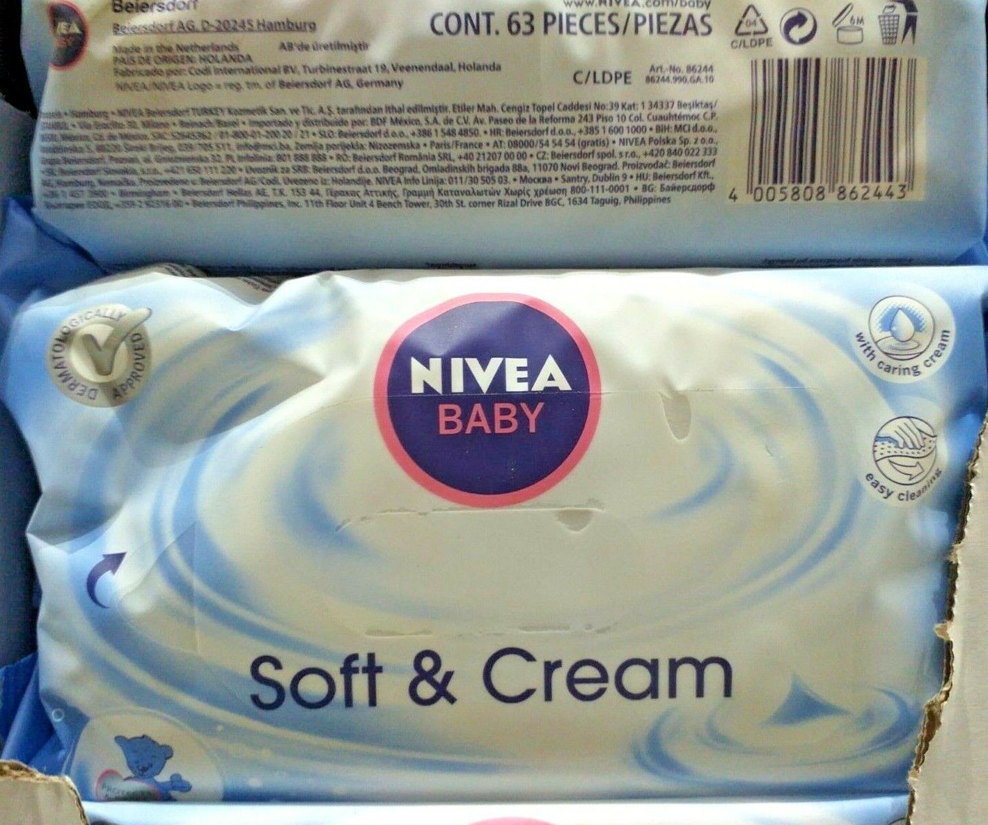 4 Confezioni (252 Salviettine) Nivea Baby Salviette Soft & Cream Umificate