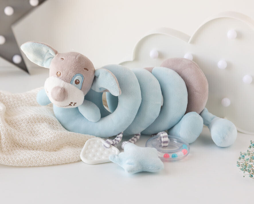 Spirale Passeggino Neonato 0 Mesi+ Cagnolino Azzurro Universale con Pendenti 338