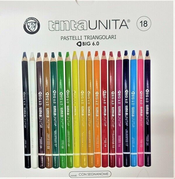 Pastelli a Matita Ergonomici Triangolari 18pz Jumbo Tinta Unita mina 6.0mm maxi