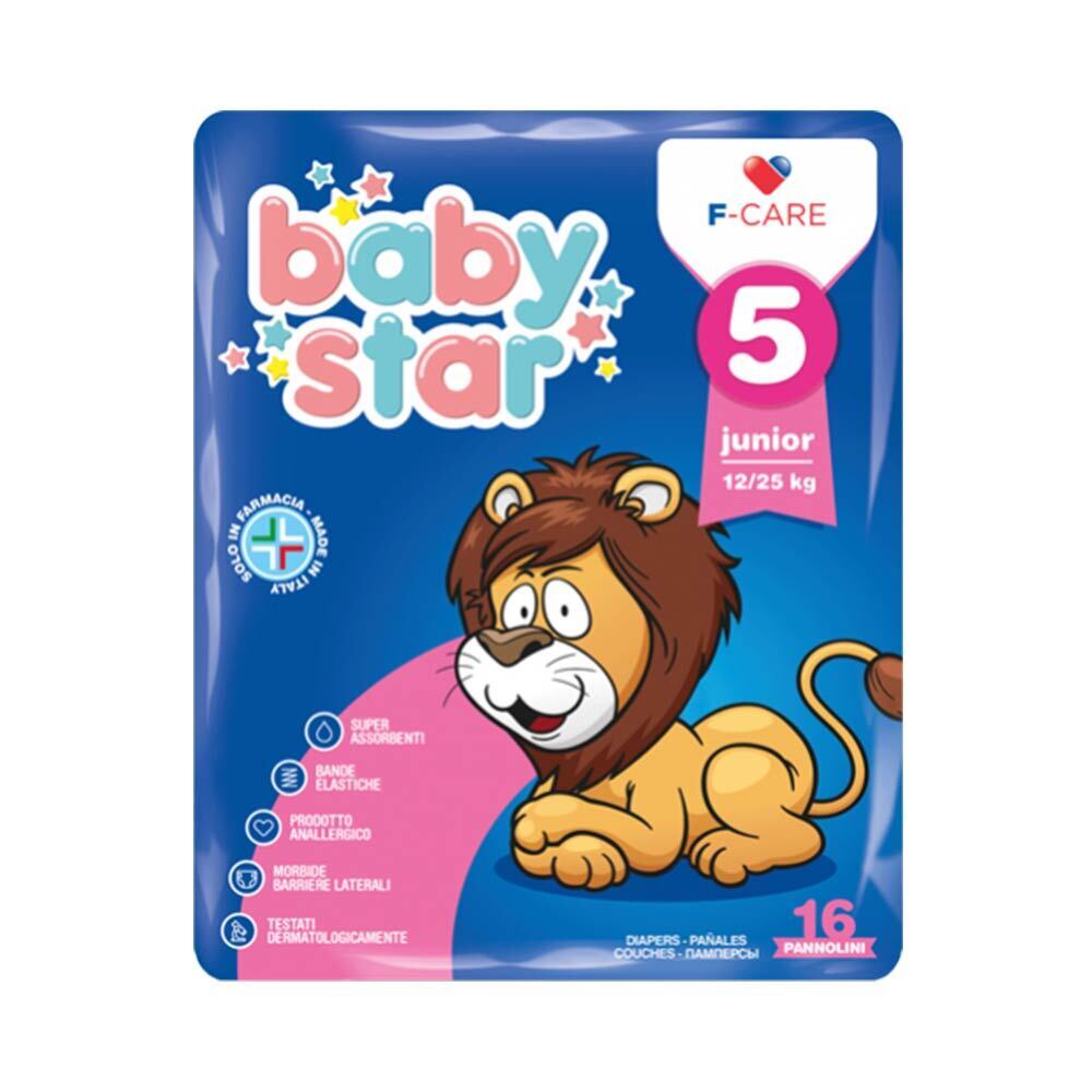 Baby Star Pannolini Per Bambini Taglia 5 12-25Kg, 16 Pannolini