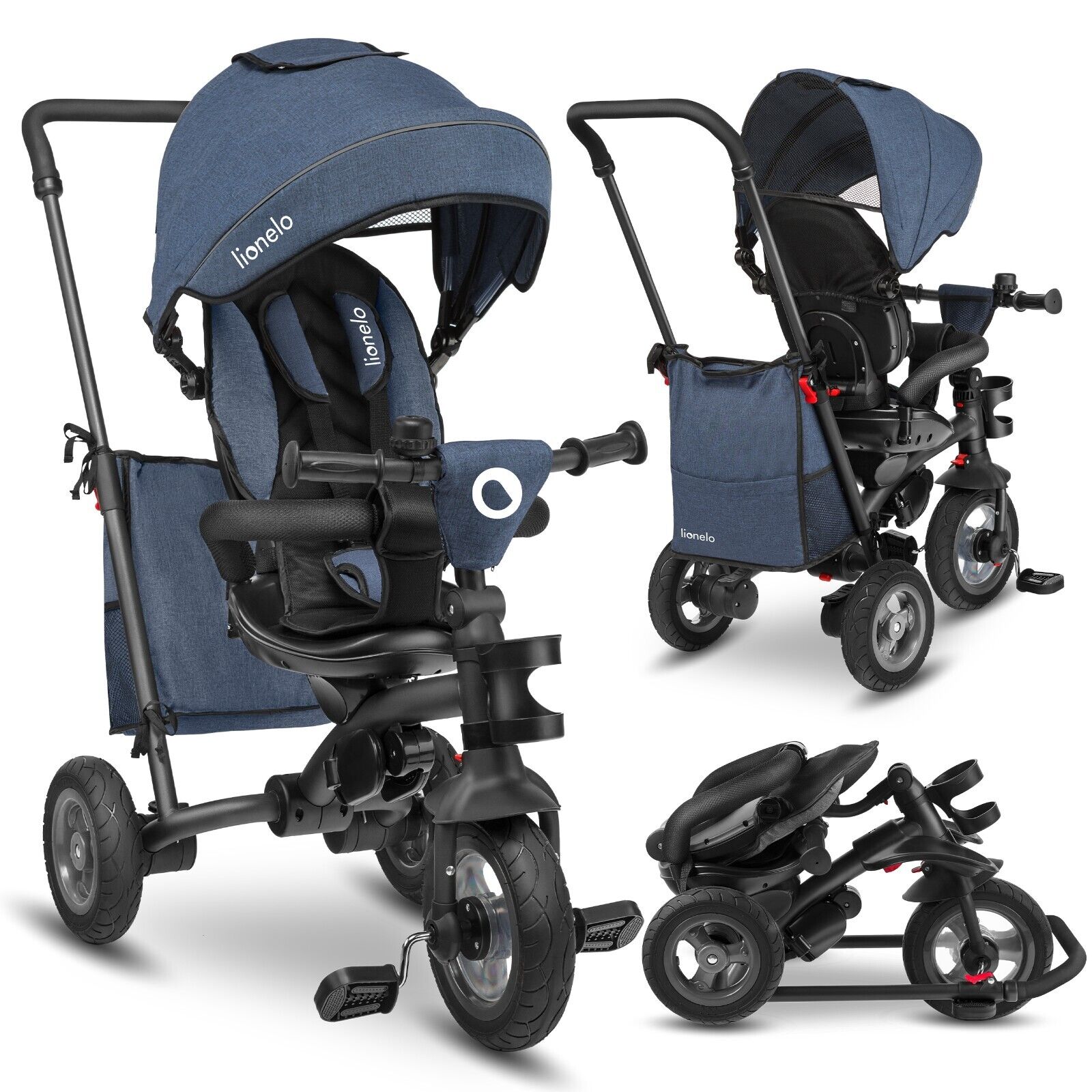 Triciclo e passeggino 2 in 1 da 1,5 anni fino a 25 kg LIONELO Tris🔸 blu