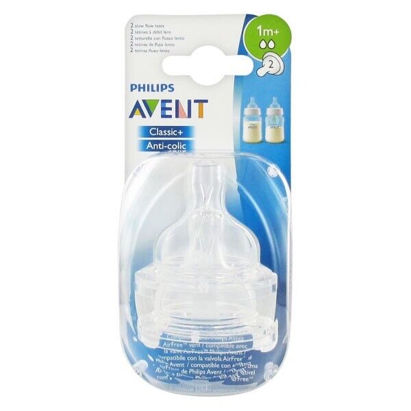 AVENT flusso lento 2 fori 1m+ classic tettarella 2 pezzi