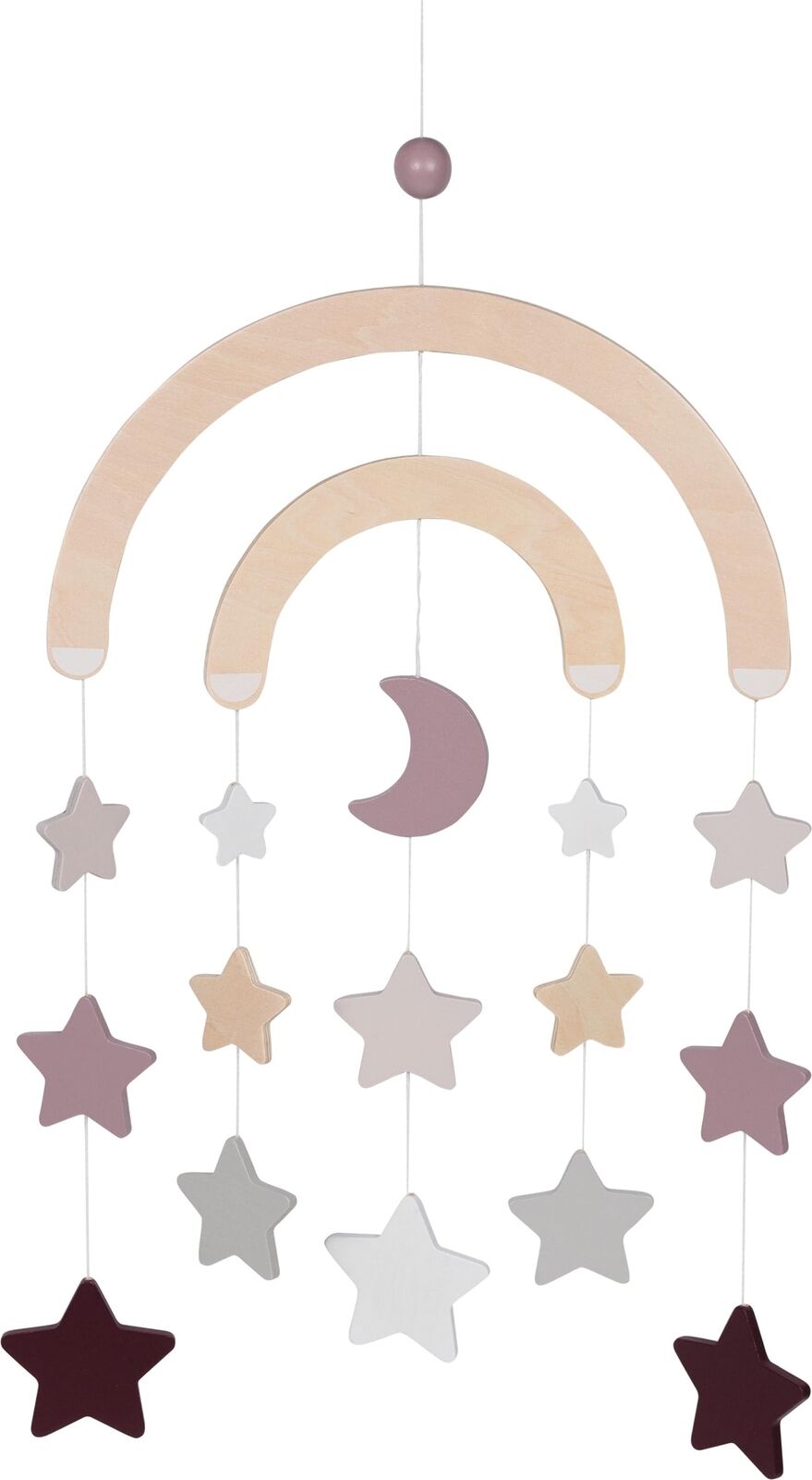 Baby Mobile, Stars and Moon, Natural - Mauve - Pastel Colours, Lifestyle Mauve,