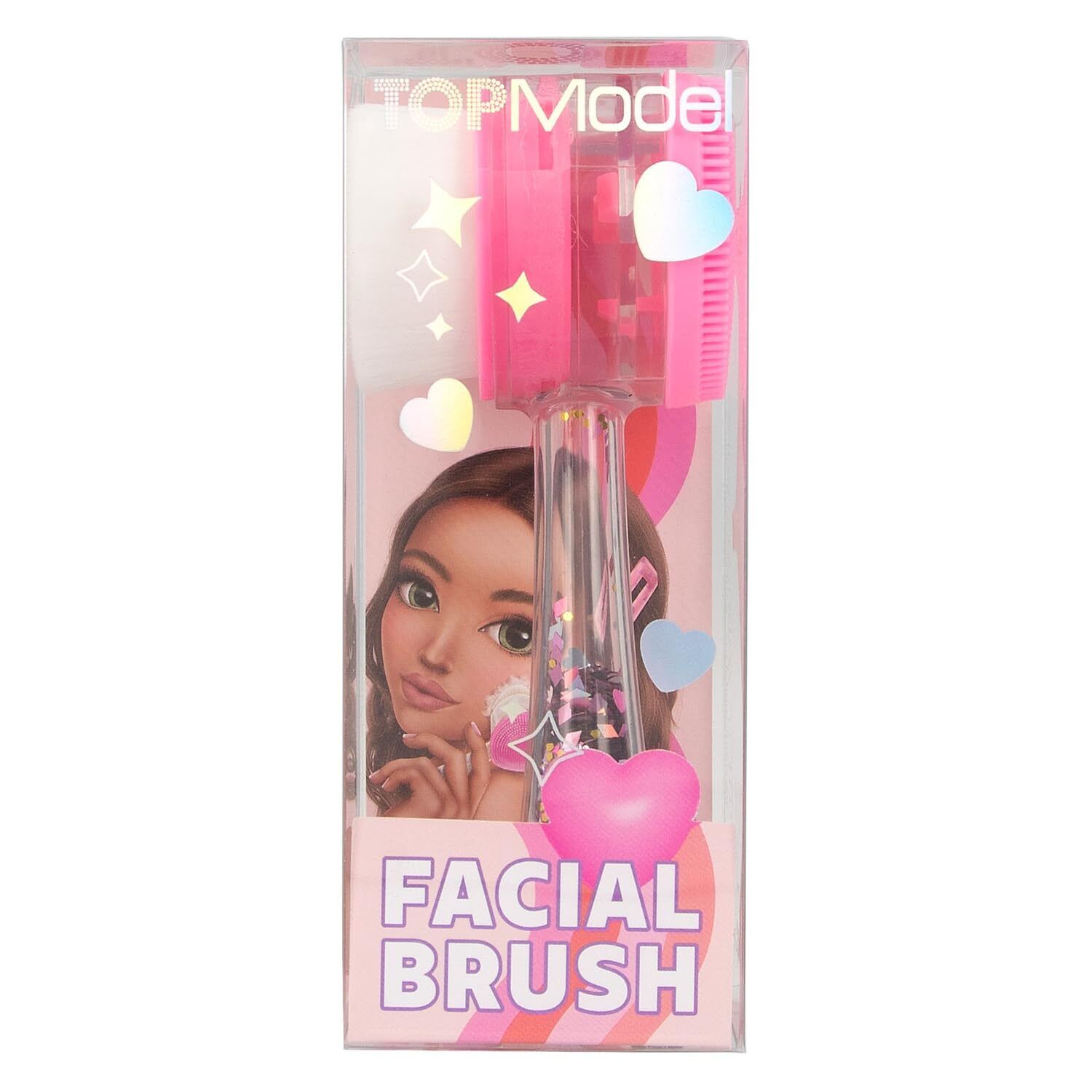 Depesche 12838 TopModel Beauty and Me - roze gezichtsborstel in hartvorm, met tr