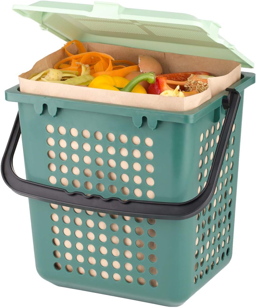 BioMat AirBox Cestino Umido, incl. Sacchetti di Carta Compostabili da 7 L (80 Sa
