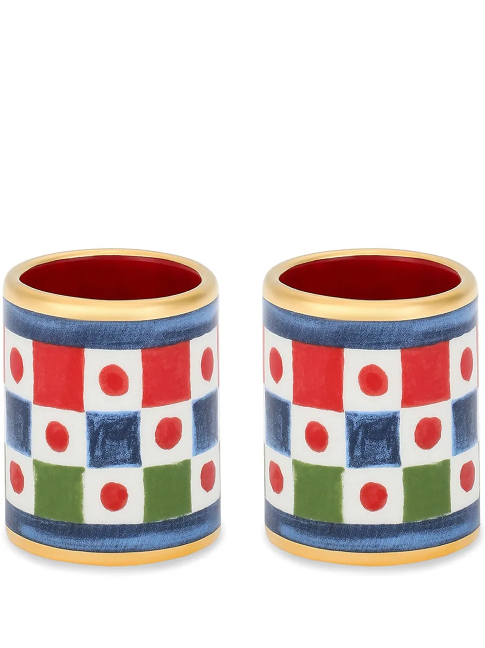 Dolce & Gabbana large porcelain napkin rings (set of two) - Rosso