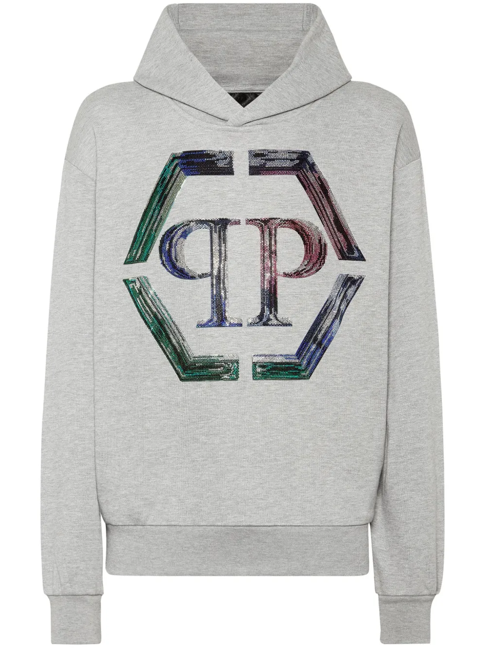 Philipp Plein Strass Hexagon hoodie - Grigio
