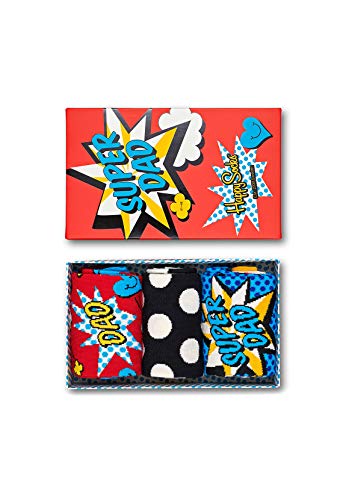 Happy Socks 3-Pack Calzini Per La Festa Del Papà, Colorati E Divertenti, Scatole Regalo Per Papà