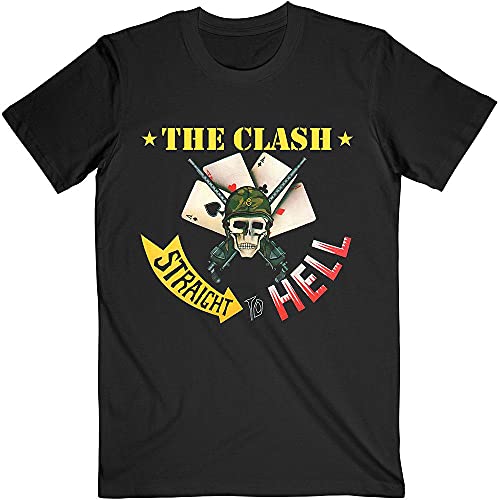 The Clash T Shirt Straight To Hell Single Band Logo Nuovo Ufficiale Uomo Nero Size L