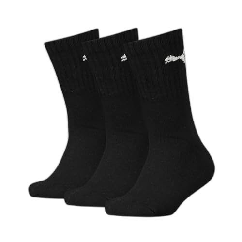 Puma Crew, Calzini Unisex - Bambini E Ragazzi, Nero, 31-34 (Pacco Da 3)