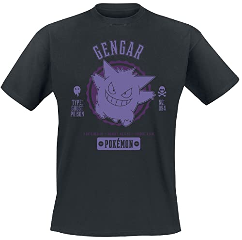 Pokémon Gengar Uomo T-Shirt Nero S 100% Cotone Regular