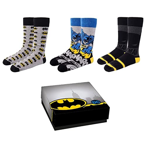 Cerdá Life'S Little Moments Pack 3 Calcetines Algodón De Batman-Licencia Oficial Dc Comics, Multicolor, 36 Unisex Adulto
