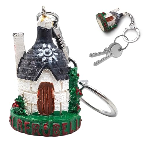 Leddy Living Portachiavi 3D Tascabile Con Anello Porta Chiavi Trullo Alberobello Orgoglio Nazionale Italiano Italia, Decorazione Chiavi Città, Accesso