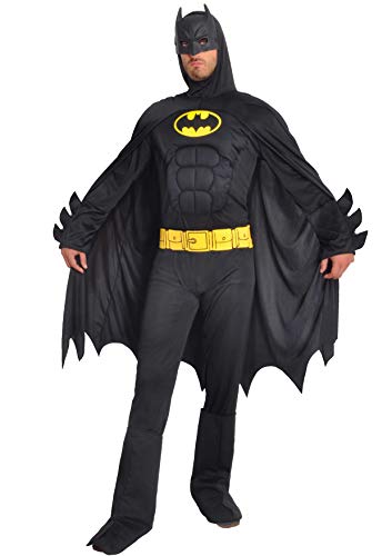 Ciao- Batman Dark Knight Costume Adulto Originale Dc Comics (Taglia L) Con Muscoli Pettorali Imbottiti, Colore Nero, L, 11718.L
