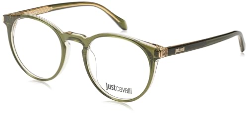 Just Cavalli Eyeglass Frame Vjc049 Cristallo 50/20/145 Uomo Occhiali, Bottle Green Top Shiny + Crystal