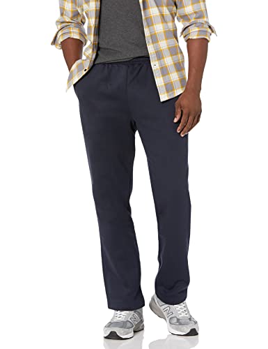 Amazon Essentials Pantaloni Sportivi In Pile Con Fondo Aperto (Disponibili Nelle Taglie Big & Tall) Uomo, Blu Marino, L