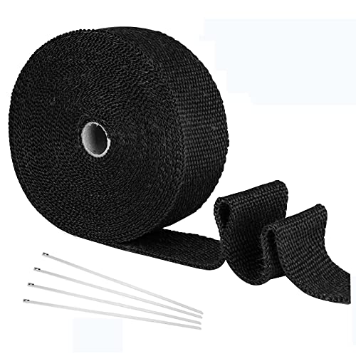Yizhet 15M * 5Cm Nastro Termico Isolante Per Marmitte In Fibra Di Vetro Benda Protezione Marmitta Con 4 Fascette Acciaio Inox Per Tubi Di Scarico Per