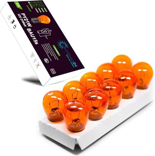 Lightworld24 10 X Py21W Lampada Spia Lampadina Spia 12V Arancione Giallo Lampada A Sfera Bau15S Lampada Per Auto S25 Lampadina 21W Lampadina Spia