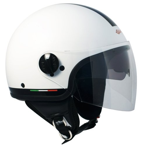 Cgm Casco Jet Compact Bico M Bianco Metallizzato